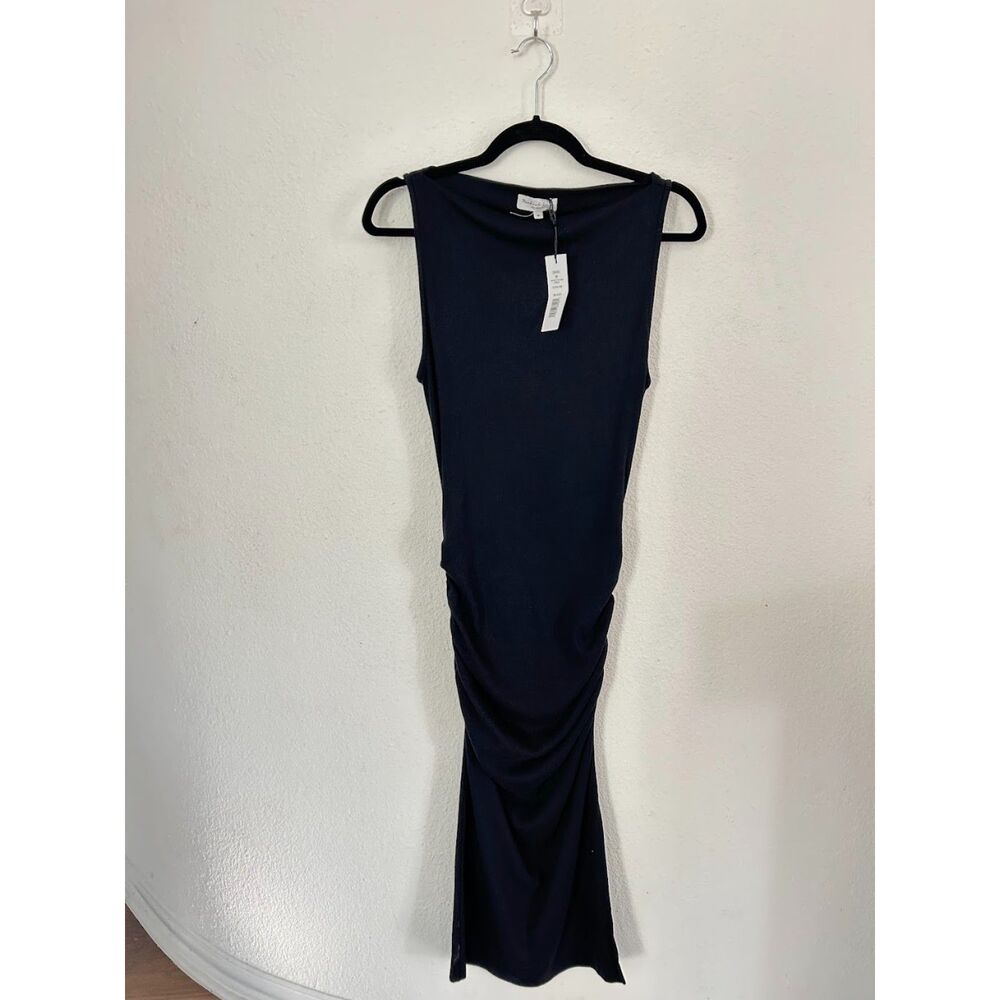 Michael Stars Black Sleeveless Ruched Midi Dress – Size M